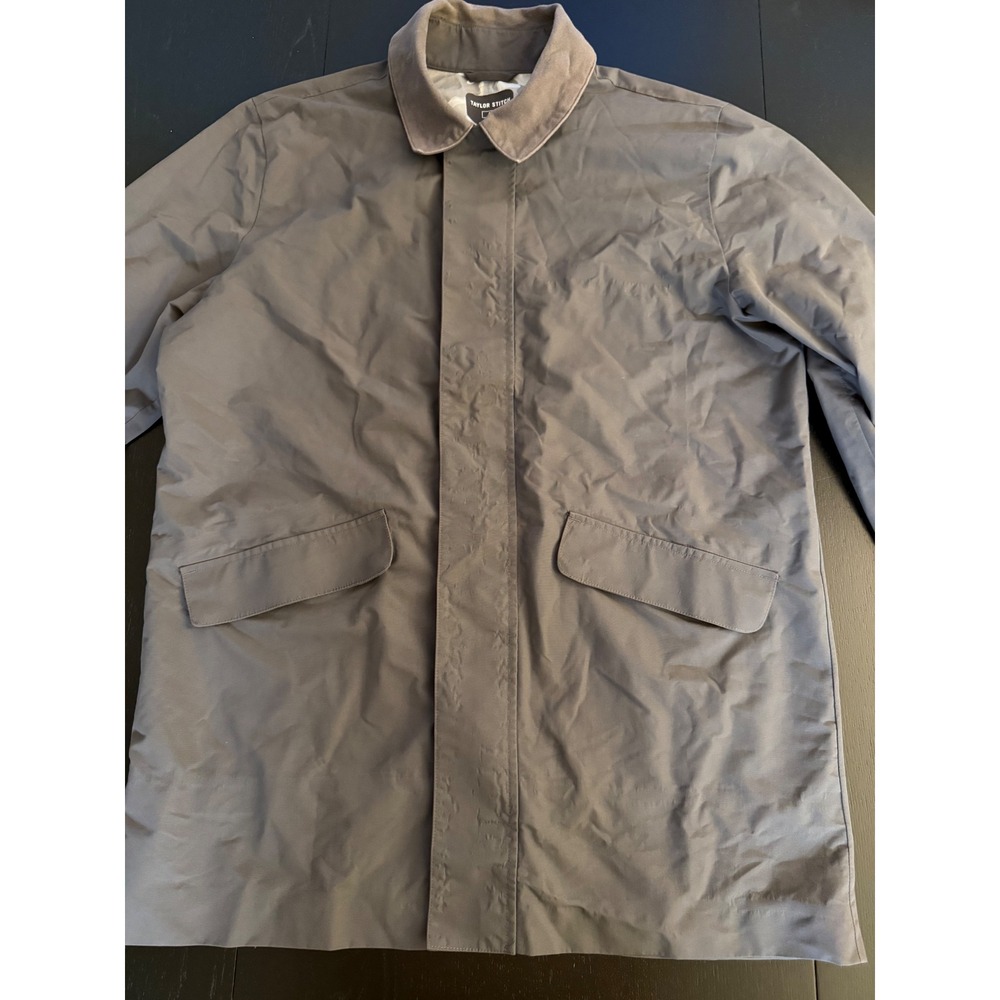 Taylor Stitch Primrose Jacket Mens 44 (XL) Gray Camo-Lined Waterproof Rain Coat